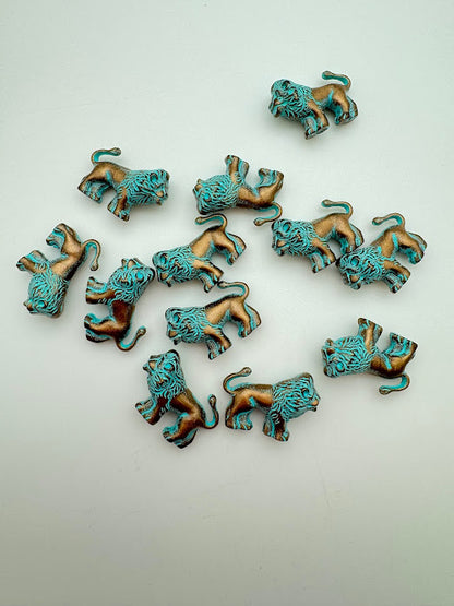 Lion Bead 28x16mm Patina