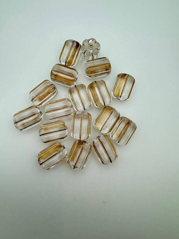 Inlay Barrel 20x14mm Clear & Gold