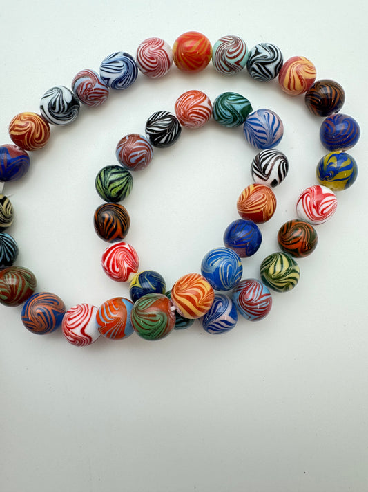 Lampwork Glass 12mm Round Swirls