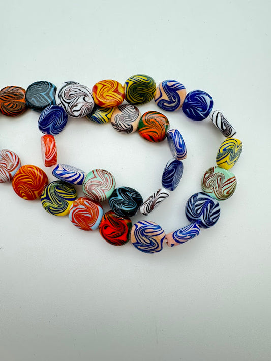 Lampwork Glass Lentil 14mm Mix