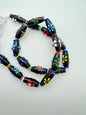 Lampwork Glass Tube 24mm Jet & Floral