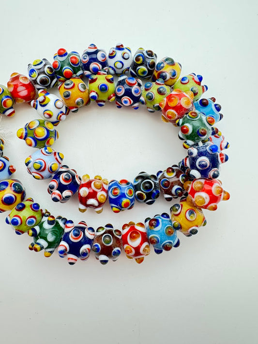 Lampwork Glass 14x10mm 6 bead mix