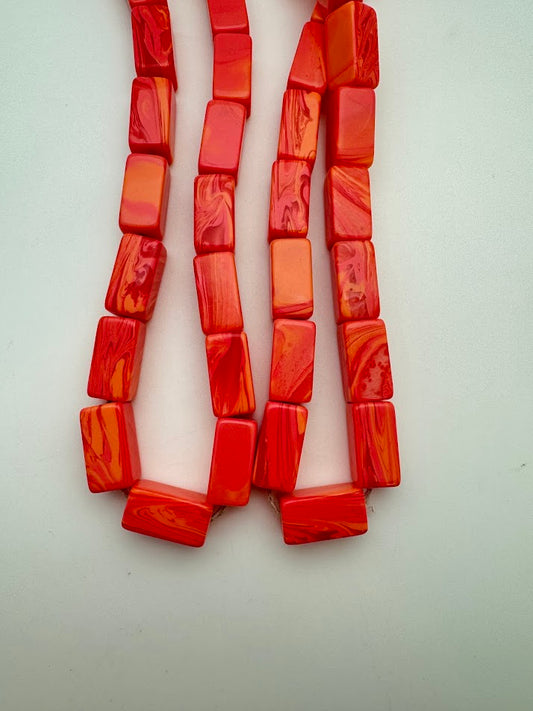 Rectangle Swirl 20mm Orange/Pink