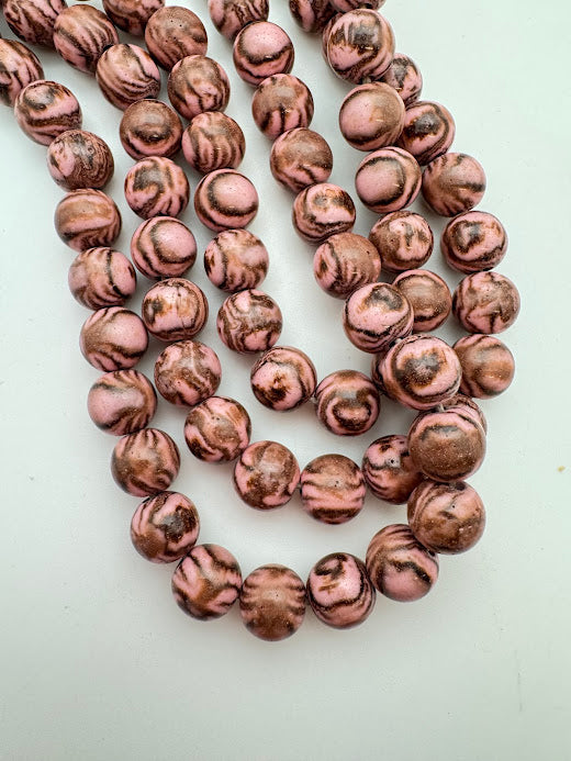 Round Animal Print 12mm Pink
