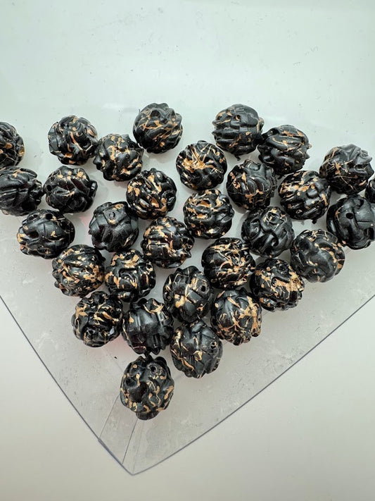 Inlay 12mm Jet with gold