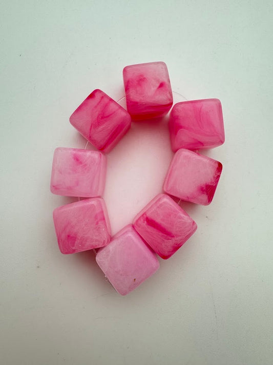 Cube 14mm Pink Marble