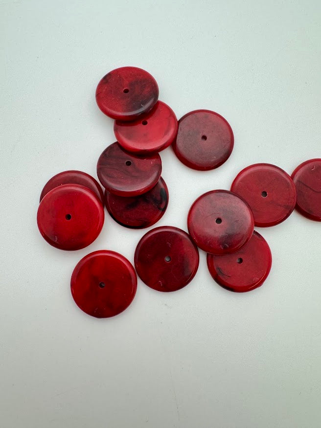 Rondelle 20mm Red/Black Marble