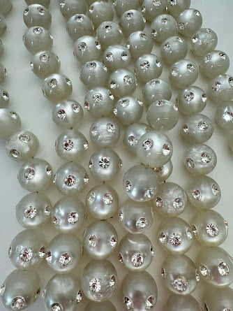 Rhinestone Bead Round 20mm White with Clear Rhinestone