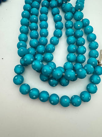 Rhinestone Bead Round 12mm Laguna Matte with Turquoise Rhinestones