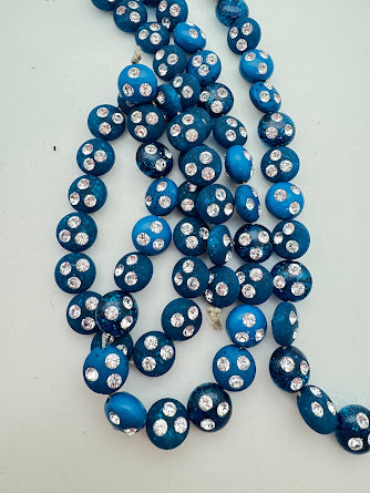 Rhinestone Bead Lentil 10mm Bermuda with Clear Rhinestones