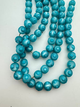 Rhinestone Bead Round 10mm Aqua Matte with Turquoise Rhinestones