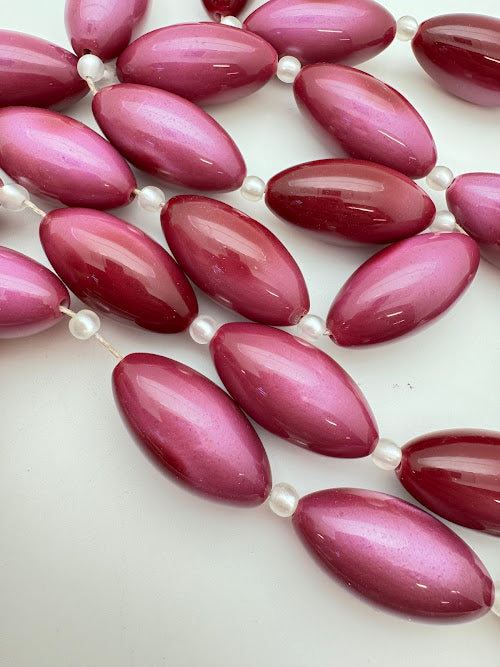 Oval Ombre Moonglow 38x18mm Raspberry