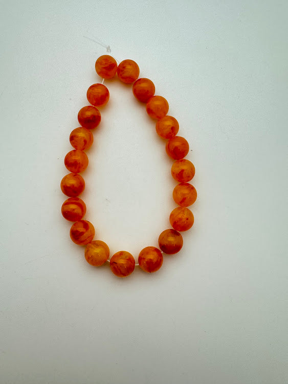 Round 10mm Tangerine Marble