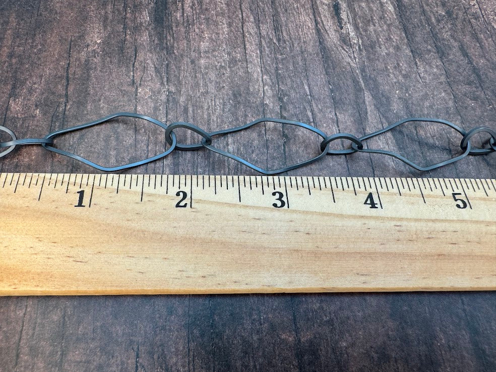 Oxidized Silver Rhombus Link Chain 18mm