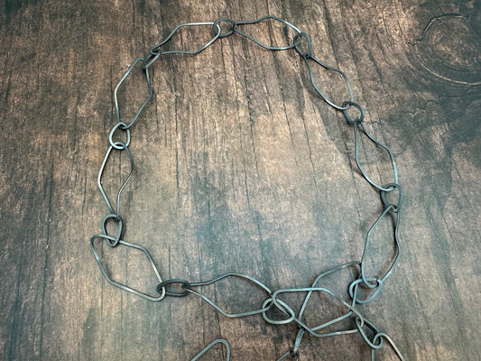 Oxidized Silver Rhombus Link Chain 18mm
