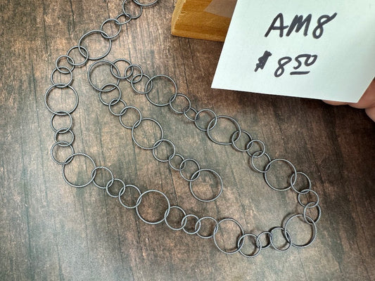 18mm Oxidized Silver Twist Circle Chain