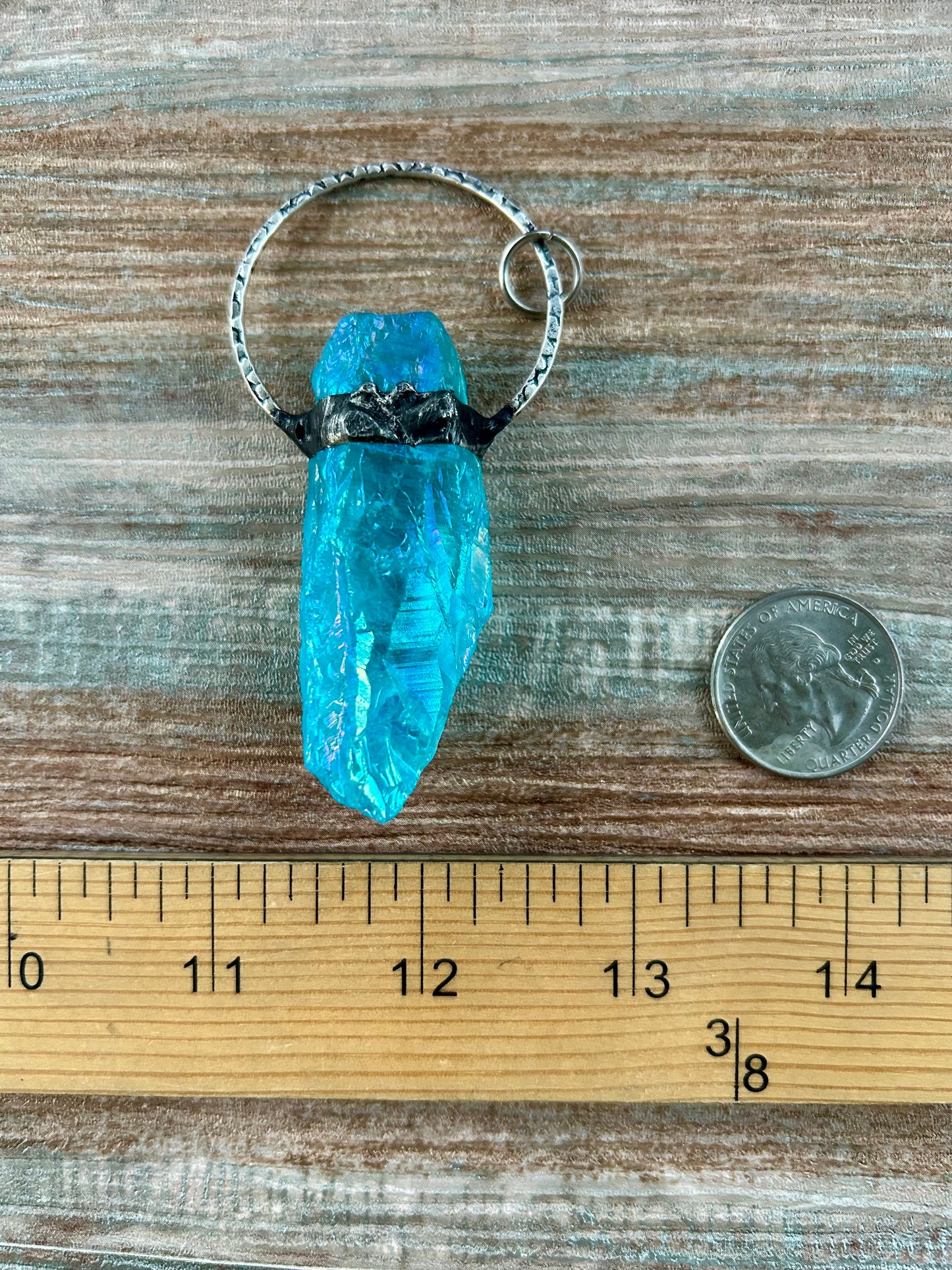 Aura Quartz with Large Soldered Ring