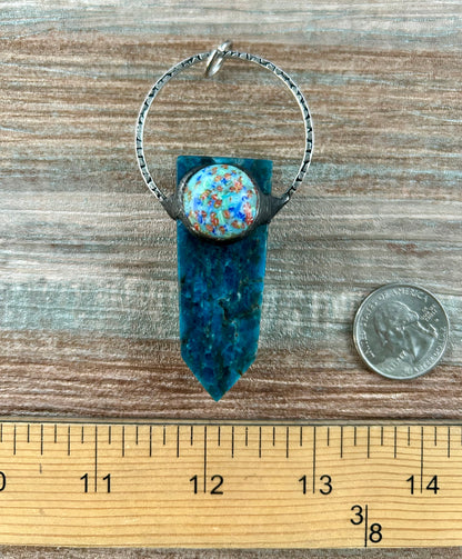 Apatite Stone with Vintage Glass Cabachons ~ One of a Kind!