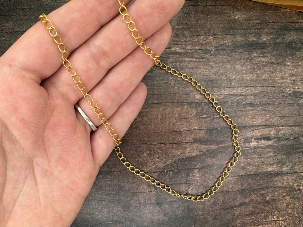 4mm 22k Gold Matte Plated Curb Chain