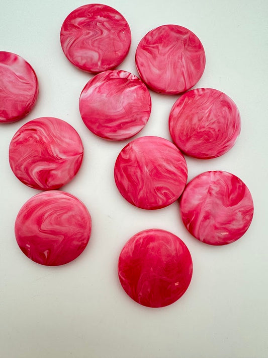 Lentil 30mm Hot Pink Marble