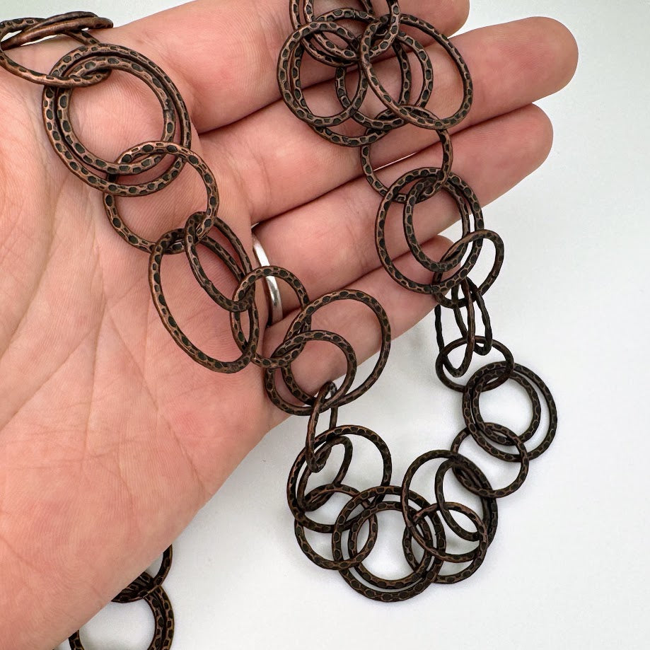 24mm Antique Copper Multi Circle Chain