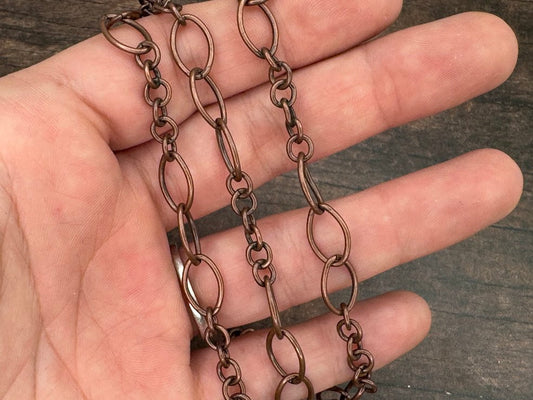 8mm Antique Copper Long and Short Chain
