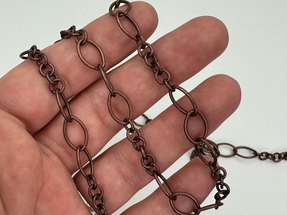 8mm Antique Copper Long and Short Chain