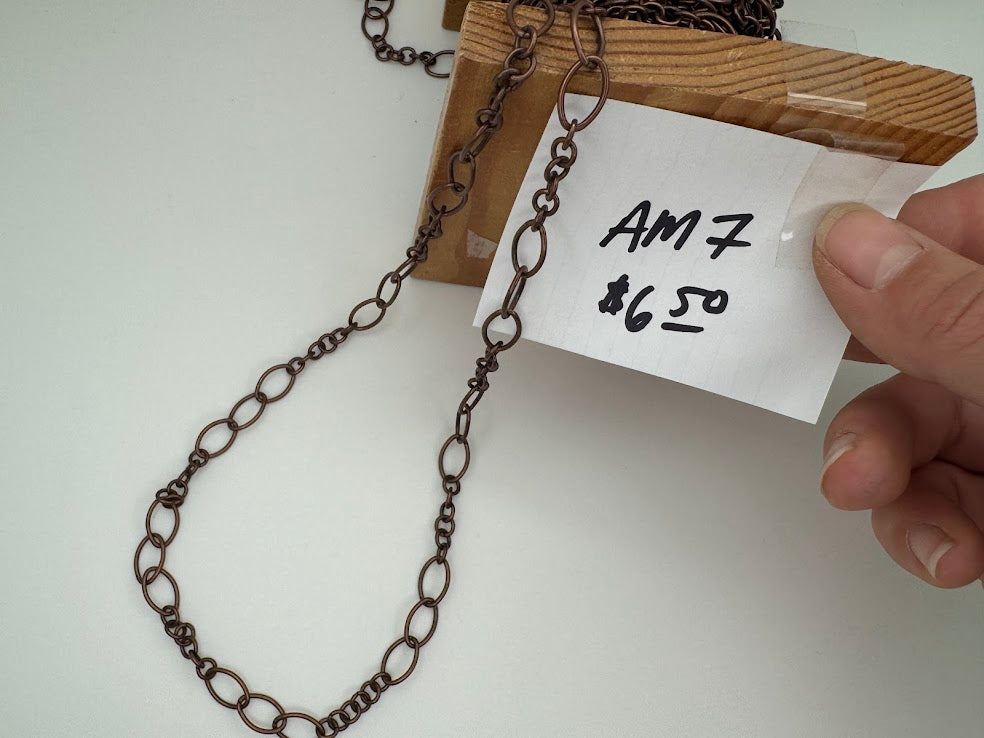 8mm Antique Copper Long and Short Chain