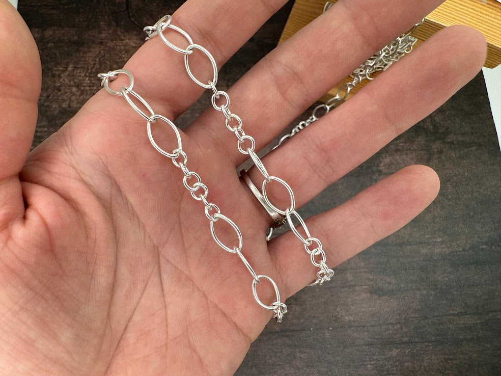8mm Silver Matte Long and Short Chain