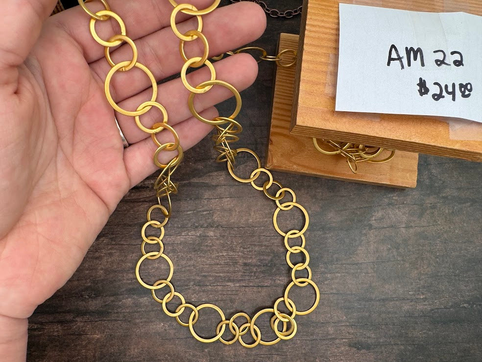22mm Gold Matte Circle Chain