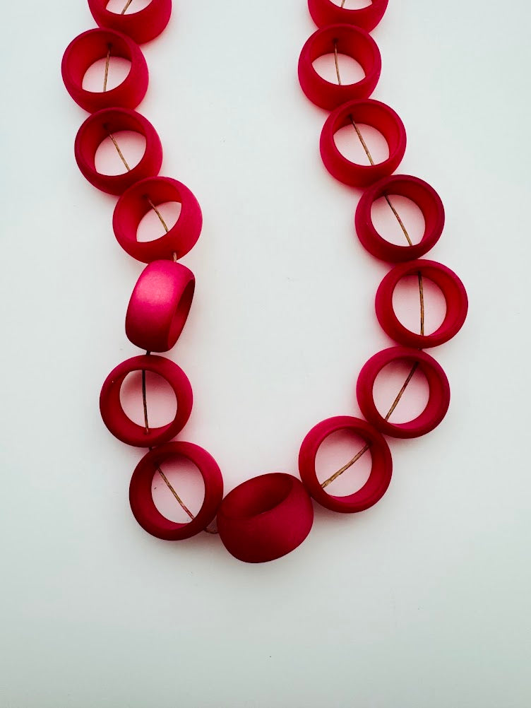 Ring Bead 22x12mm Fuchsia Matte