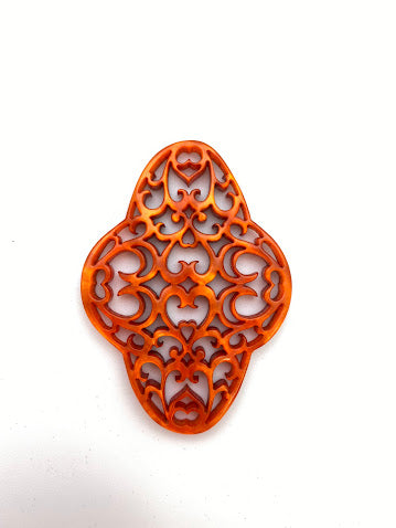 Filigree Quatrefoil 60x44mm Carnelian