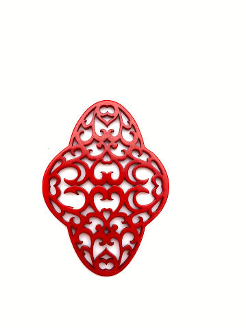 Filigree Quatrefoil 60x44mm Red