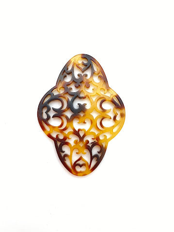 Filigree Quatrefoil 60x44mm Tortoise