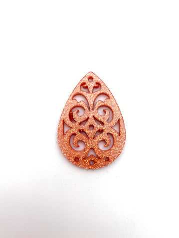 Filigree Tear Drop 49mm Rose