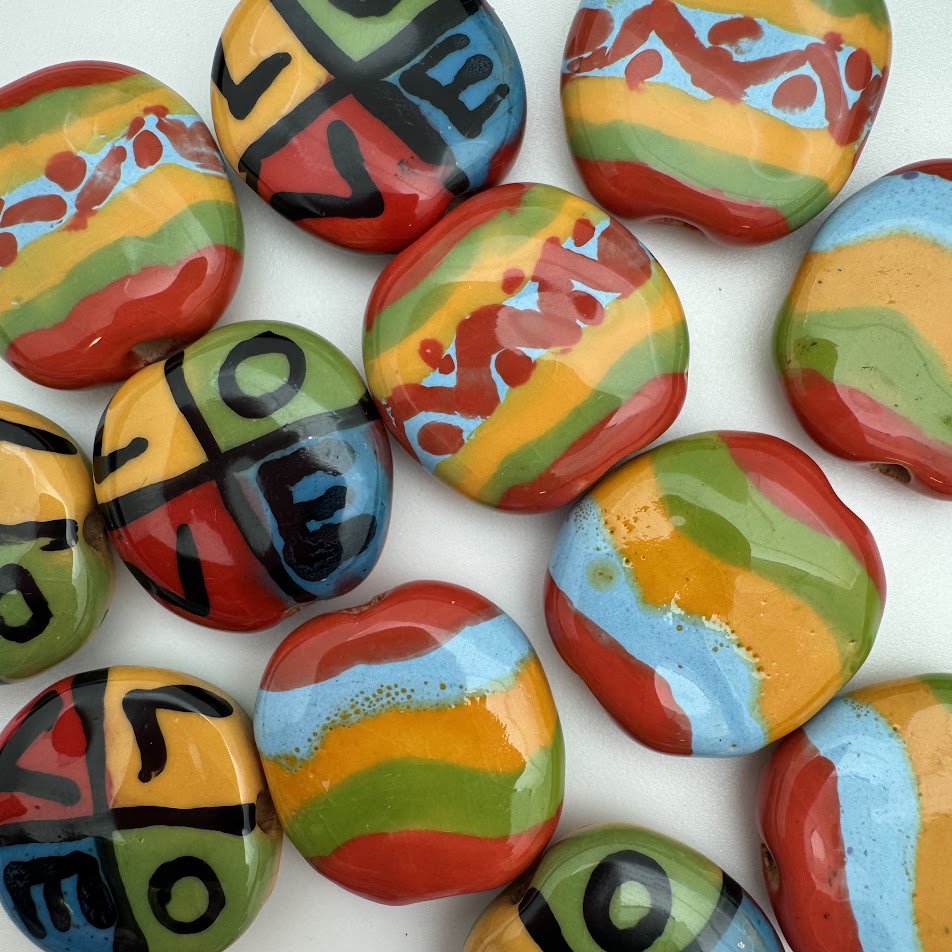 Kazuri Bead Pitapat - 21mm Lentil - Multicolor