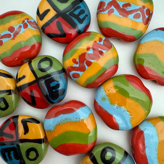 Kazuri Bead Pitapat - 21mm Lentil - Multicolor