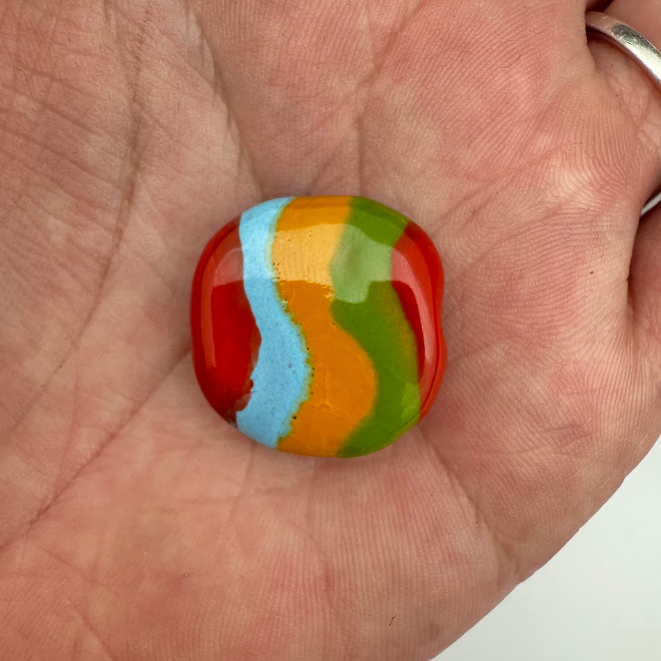 Kazuri Bead Pitapat - 21mm Lentil - Multicolor