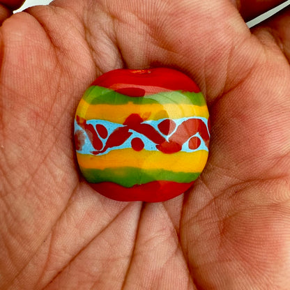 Kazuri Bead Pitapat - 21mm Lentil - Multicolor