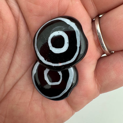 Kazuri Bead Pitapat - 21mm Lentil - Blacks & Whites