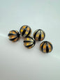 Carved Round 16mm Black with Golds