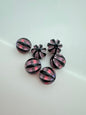 Carved Round 16mm Black with Pinks