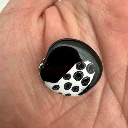 Kazuri Bead Pitapat - 21mm Lentil - Blacks & Whites