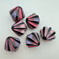 Carved Bi-cone 20mm Black with pinks