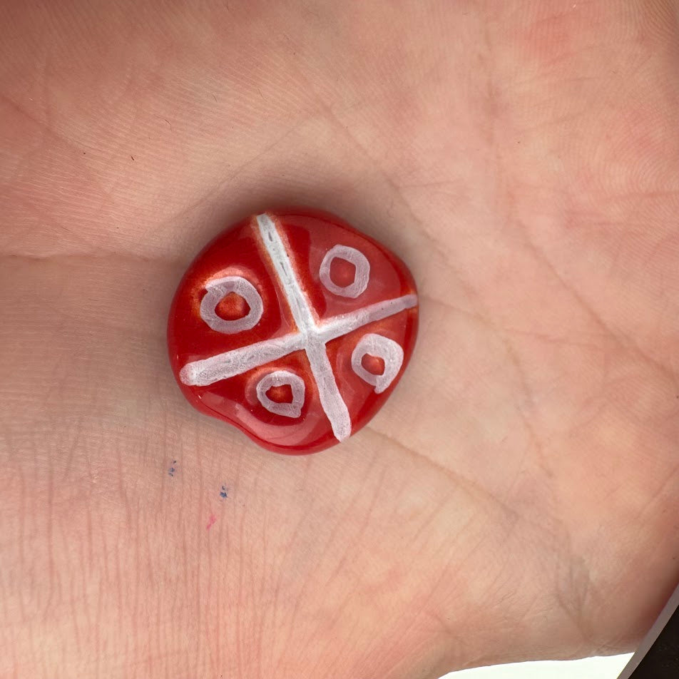 Kazuri Bead Pitapat - 21mm Lentil - Multicolor Carved