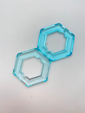 Faceted Hexagon Hoop 50mm Aqua