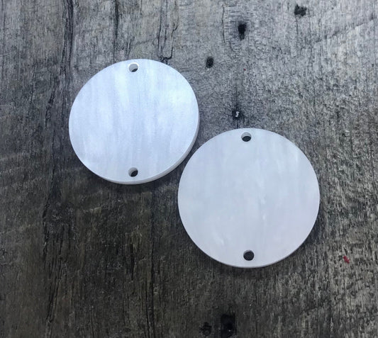 White Pearl Acrylic Component - Round Jewelry Making Blank - CB&CO