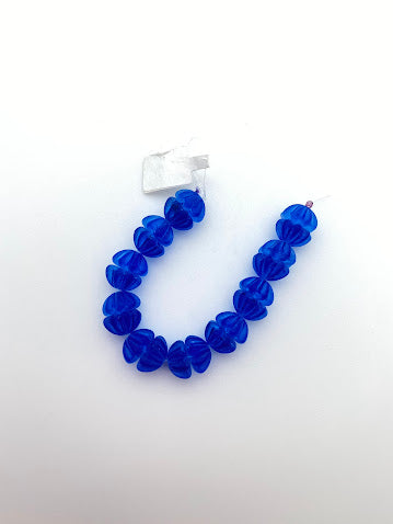 Vintage Glass Bunt 12mm Sapphire Matte
