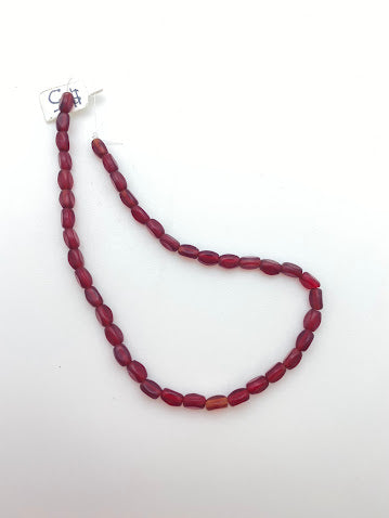 Vintage Glass 3 sided oval 7x4mm Ruby matte