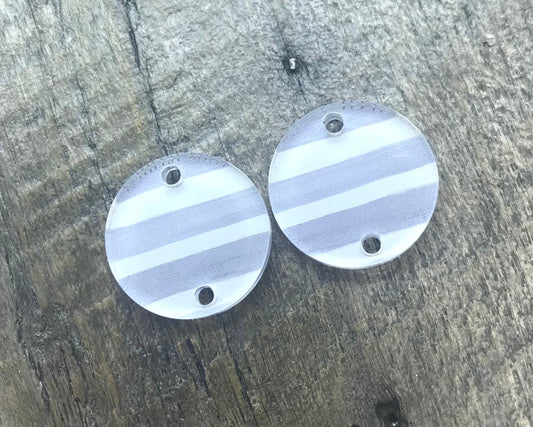 Gray & White Wavy Beach Stripe Earring Component Pair - CB&CO